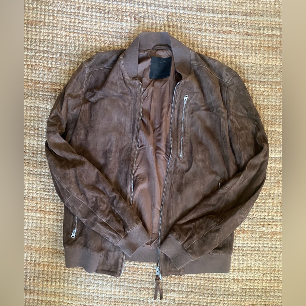 All Saints brown suede bomber jacket SZ Small